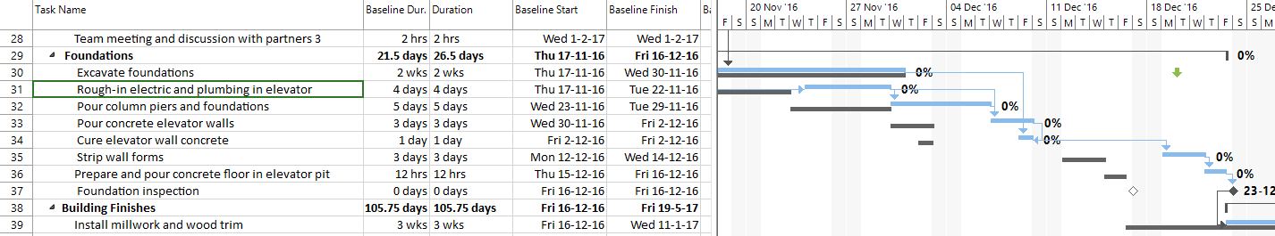 ms project baseline