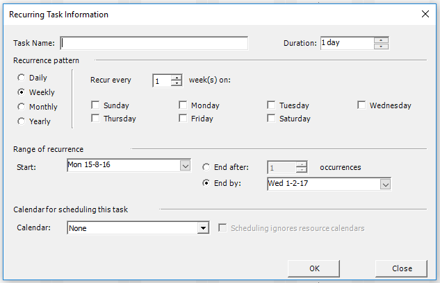 Gantt Chart Recurring Task