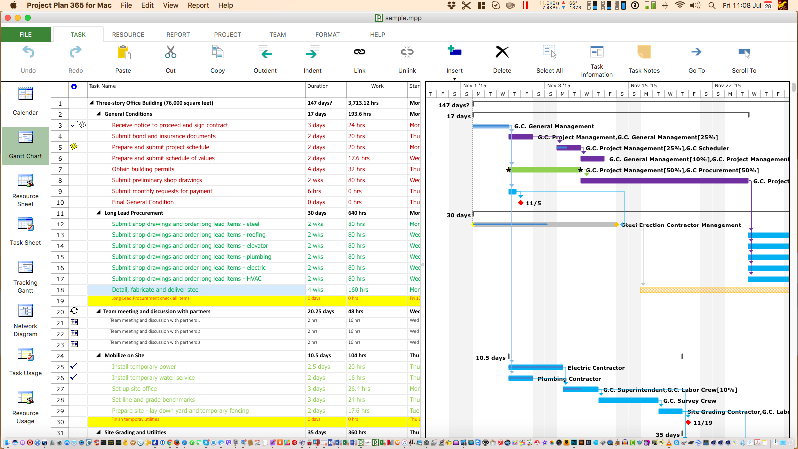 Sample MPP started in MS Project and finished in Project Plan 365