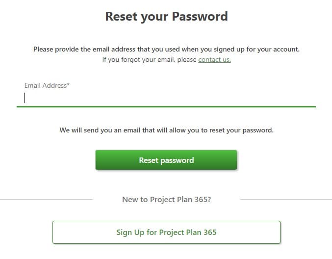 Forgot Password Project Plan 365 Forgot Password Project Plan 365