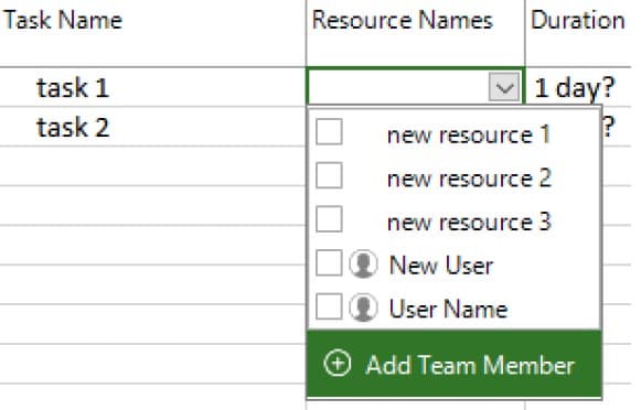 resource assignment chart