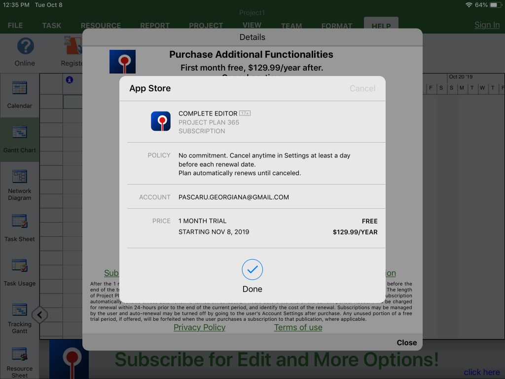 App Store iOS Start 30Day Trial and Purchase Standard Subscription
