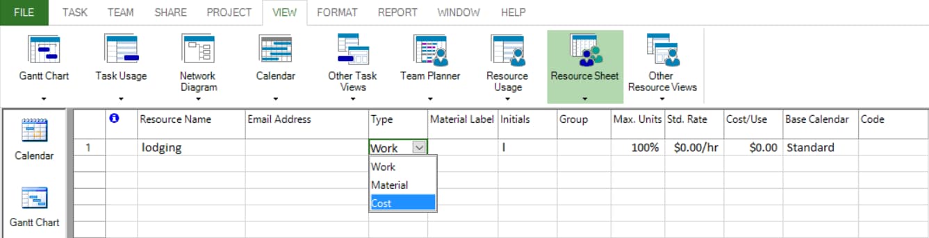 Cost Resources Project Plan 365