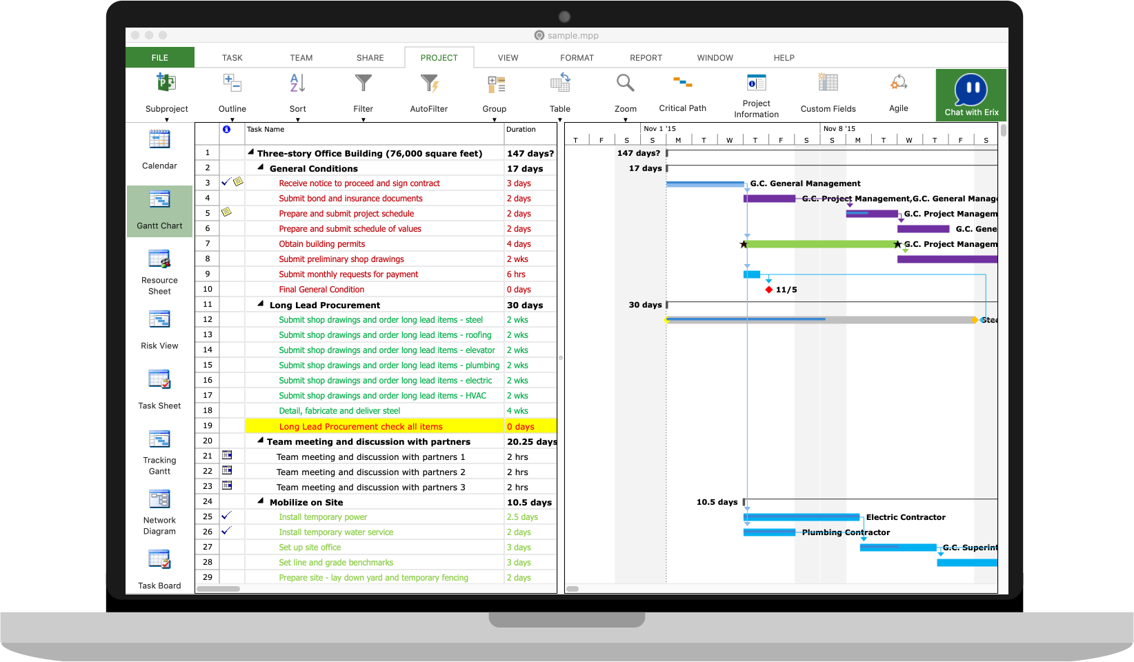 microsoft project sample project plan