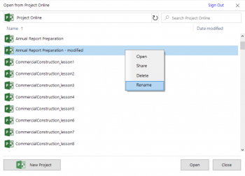 Open from Project Server – Project Plan 365