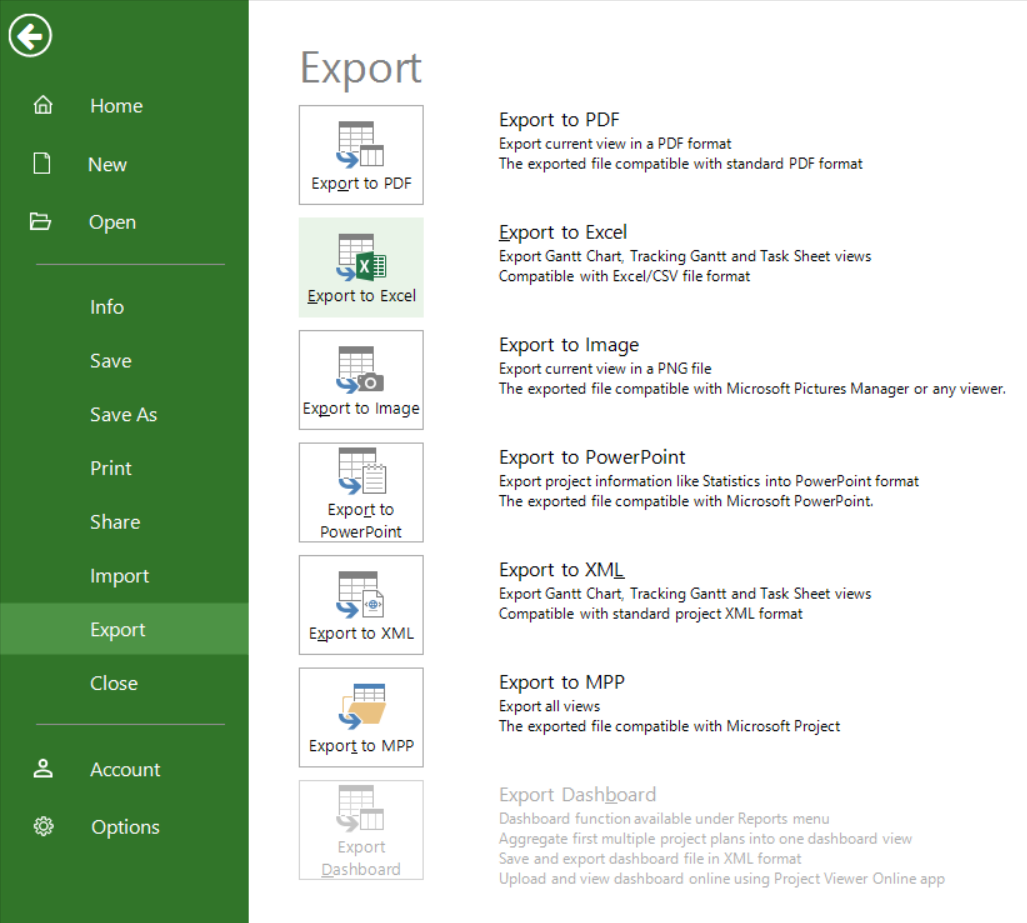 export-to-excel-csv-project-plan-365