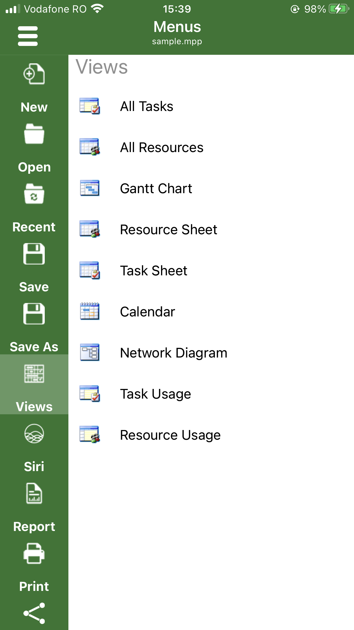 All Tasks view - Project Plan 365