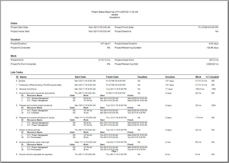 Project Status Report - Project Plan 365