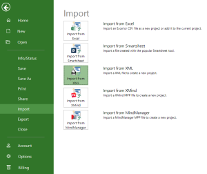 Import from XML - Project Plan 365