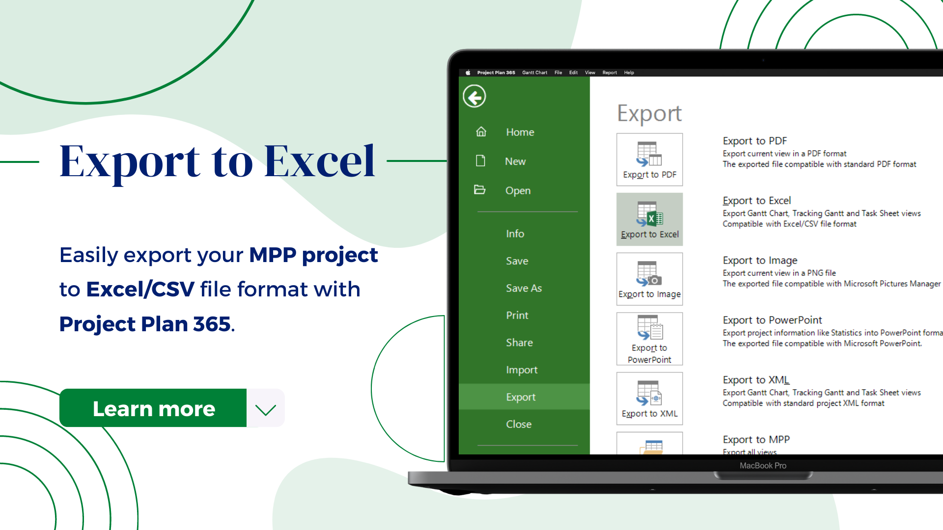 Export to Excel (CSV) – Project Plan 365