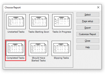 Completed Tasks Report - Project Plan 365