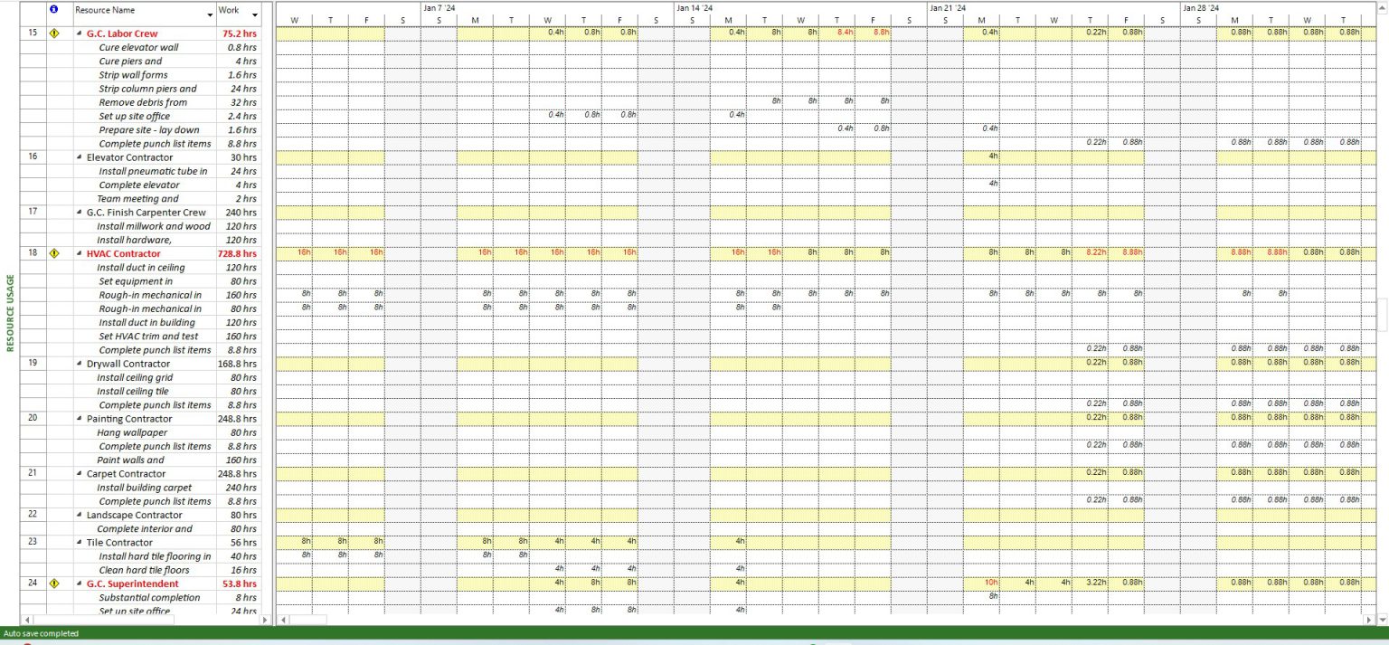 Resource Usage - Project Plan 365