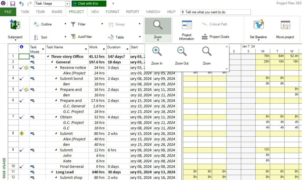 Task Usage - Project Plan 365