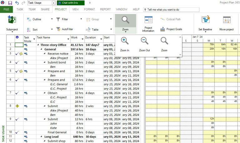 Task Usage - Project Plan 365